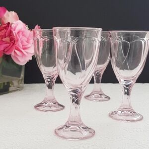 Vintage Noritake Sweet Swirl Pink Stemware: 4pc Wine Glass Set, 2 Sets Available